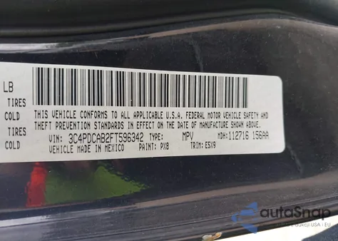 2015 Dodge Journey Se from USA, damaged, VIN 3C4PDCAB2FT596342